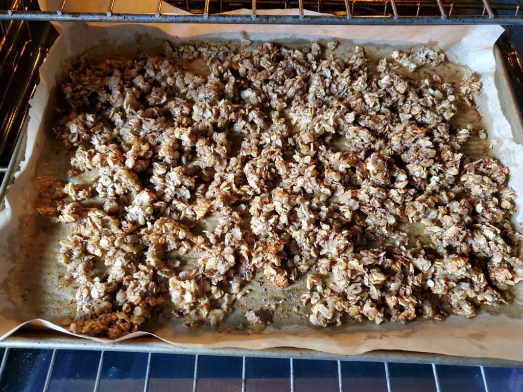 granola in oven